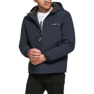 Calvin Klein Water Resistant Hooded Jacket in Navy at Nordstrom Rack, Size X-Large