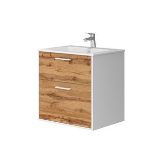 Vicco Conjunto De Muebles De Ba&ntilde;o Lanco, Roble Blanco/dorado, 61 X 61.5 Cm Con Lavabo