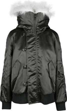 Dondup Padded Bomber Jacket Fur Hood - Military Green