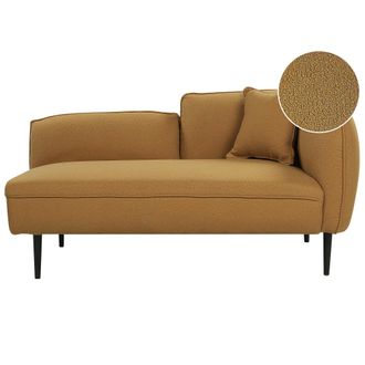 Beliani Beliani - Chaise Longue Boucl&eacute; Derecho Con Coj&iacute;n Patas De Metal Mostaza Chevannes