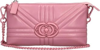 La Carrie Grate Dubbele Leren Tas - Dames - Schoudertassen - Roze - ONE Size - Leer - Tassen