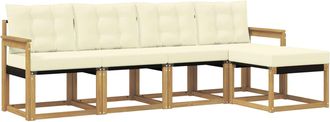 vidaXL Conjunto De Sof&aacute;s De Exterior 5 Uds. Blanco Y Crema Vidaxl