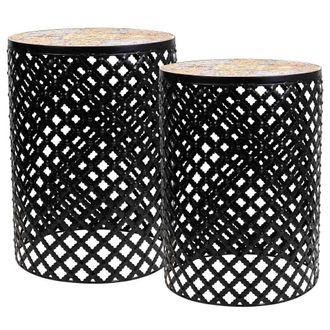 Wanderlust Deco Wanderlust Deco - Set 2 Soportes De Mosaico Y Metal Negros