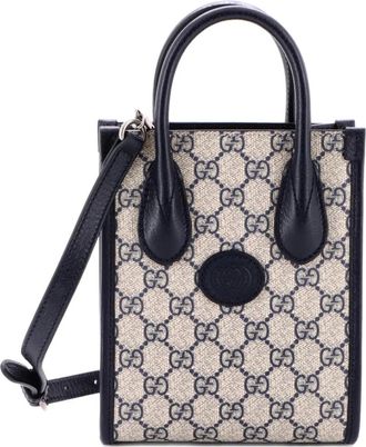 Gucci Interlocking G Patch Tote GG Coated Canvas Mini satchel - Blauw