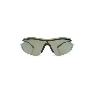 Emporio Armani Q72001 Zonnebril - Heren - Accessoires - Groen - Maat: 49 MM Leer