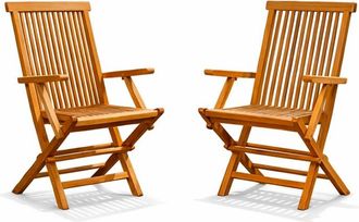 Concept Usine Juego de 2 sillones plegables de jard&iacute;n de teca maciza en bruto