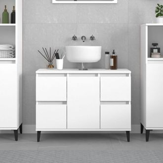 vidaXL Armario Para Lavabo Madera Contrachapada Blanco 80x33x60 Cm Vidaxl