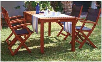 Nature Conjunto Mesa Fija Y 4 Sillones Con Brazos Nature