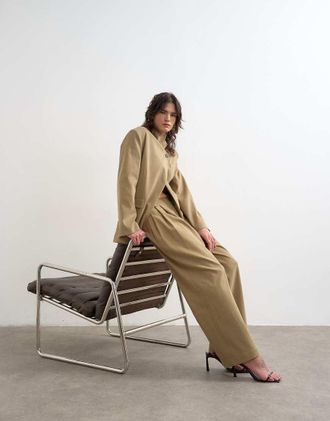 Topshop Pantaloni neutri con tripla piega-Neutro