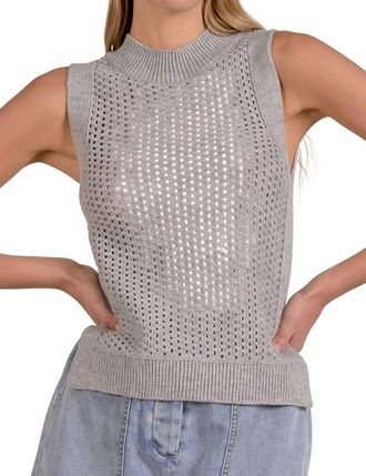 Elan Womens Knit Sweater Tank Top In Light Gray
