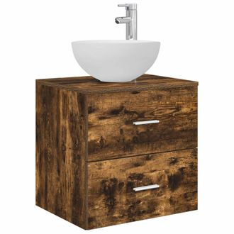 vidaXL Vanidad Con Lavabo De Pared Roble Ahumado 49,5 X 41 X 64,5 Cm Vidaxl