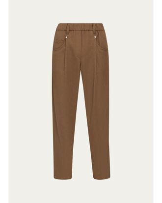 Brunello Cucinelli Cotton Straight-Leg Ankle Pull-On Pants