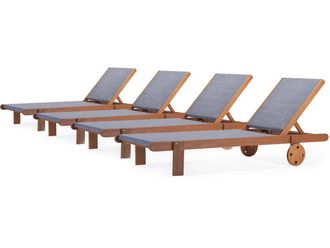 Habitat et Jardin Habitat Et Jardin - Tumbonas En Madera Ex&oacute;tica sa&iuml;gon - Gris - Lote De 4