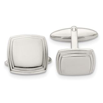 Diamond2Deal Stainless Steel Polished Square Cufflinks
