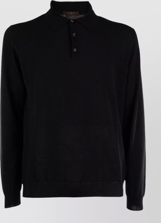 Zanone knit polo sweater ribbed cuffs hem