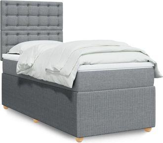 vidaXL Cama Box Spring Con Colch&oacute;n Tela Gris Claro 90x190 Cm Vidaxl