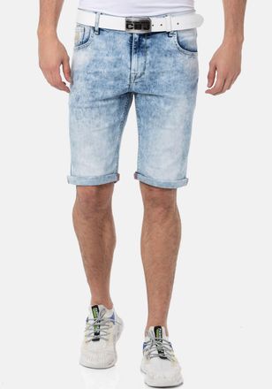 Cipo & Baxx Caprijeans CIPO & BAXX, Herren, Gr. 42, N-Gr, blau (iceblau), Denim/Jeans, Obermaterial: 99% Baumwolle, 1% Elasthan, Abriebeffekte, regular fit kniela