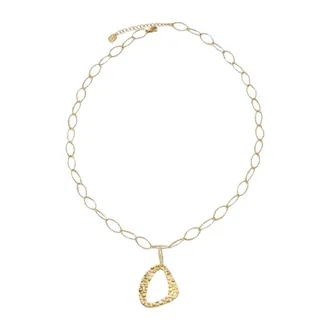 Dansk Copenhagen Accessoires, Dames, Geel, ONE Size, Ragna Waterproof 18K Gold Plated Long Minimalistic Necklace - Hammered Stainless Steel