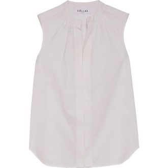 C&acirc;llas Milano Olympia Poplin Shortsleeve Top in White at Nordstrom, Size 10
