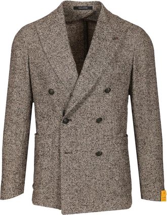 Tagliatore Tweed Double-Breasted Jasje - Heren - Blazers - Grijs - M - Tweed - Jassen