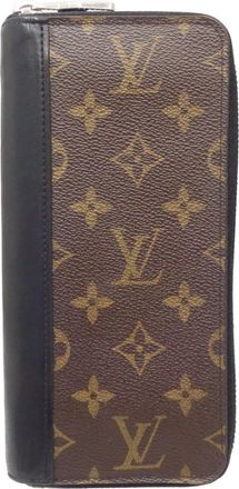 Louis Vuitton Black Brown Canvas Long Wallet (Bi-Fold) (Pre-Owned)