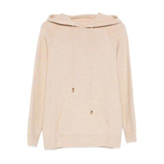 Fabiana Filippi Round-neck Knitwear, female, Beige, XS, Platinum Hoodie