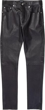 Purple logo-patch leather trousers - men - Lamb Skin - 30 - Black