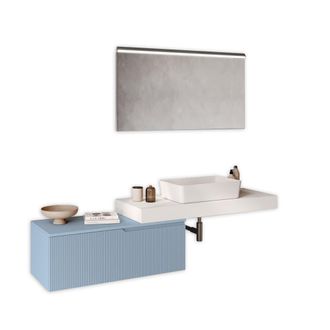 Aquadesign Mueble de ba&ntilde;o 4 piezas en mdf blanco/azul tiffany
