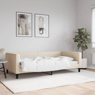 vidaXL Sof&aacute; Cama Sin Colch&oacute;n Tela Crema 100x200 Cm Vidaxl