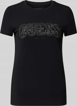 Guess T-Shirt mit Label-Stitching in BLACK, Größe XS