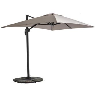 Oviala Parasol voladizo de 2x3 m y 4 placas de aluminio gris topo