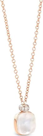 POMELLATO 18K rose gold Nudo necklace - women - Diamond/18kt Rose Gold/Pearl/White Topaz - One Size