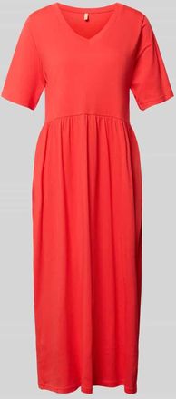 Soyaconcept Midikleid mit V-Ausschnitt Modell NETTI in Koralle, Gr&ouml;&szlig;e XXL