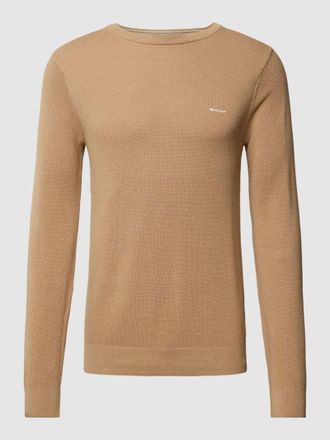 GANT Pullover mit Label-Stitching Modell PIQUE in Beige, Gr&ouml;&szlig;e XL