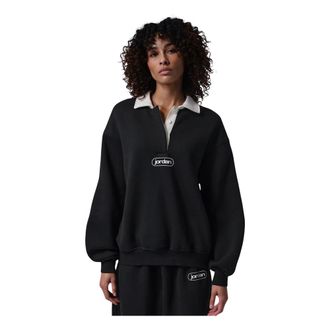 Nike Jordan Flight Fleece Oversized Rugby Top - Dames - Fitness - Zwart - M - Polyester - Fitness