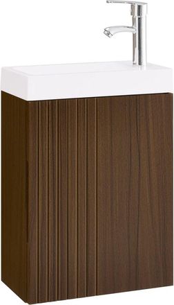 SoBuy Armario de ba&ntilde;o con 1 puerta y 1 lavabo marr&oacute;n