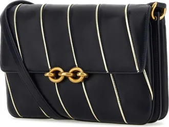 Saint Laurent Womens Le Maillon Shoulder Bag Black Leather