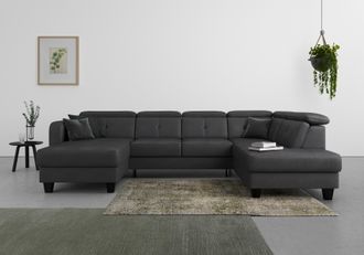 Sit&more Wohnlandschaft »Belluci U-Form« Kopfteilverstellung und Federkern, wahlweise mit Bettfunktion