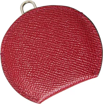 Dolce & Gabbana Red Calfskin Leather Round Logo Hand Mirror Holder Calf Accessory