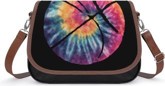 Generic Watercolor Tie Dye Basketball Crossbody Bags for Women Shoulder Messenger Bag Purse Handbags