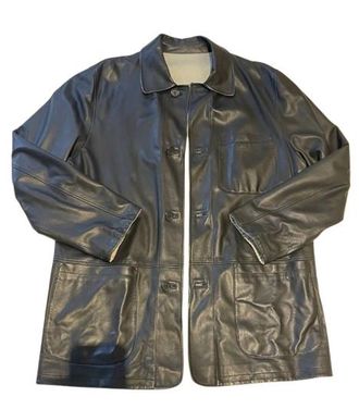 Ermenegildo Zegna Reversible Black Leather Jacket Size M
