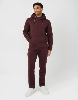 Brave Soul set con felpa con cappuccio con scollo incrociato e joggers color borgogna-Rosso