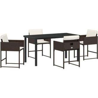 vidaXL Conjunto De Comedor De Jard&iacute;n Con Coj&iacute;n 5 Pcs Marr&oacute;n Polirat&aacute;n Vidaxl
