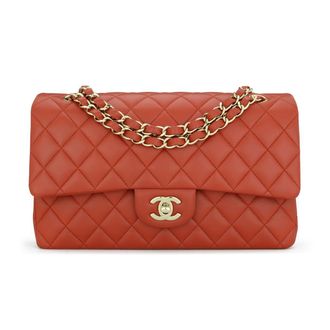Chanel Brick Red Lambskin Medium Double Flap Bag