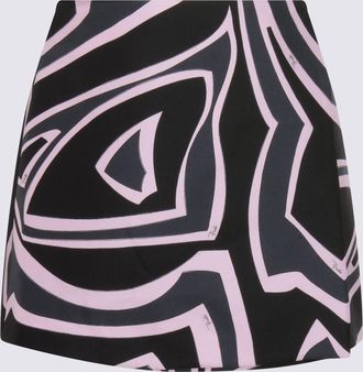 Pucci Black And Pink Silk Mini Skirt