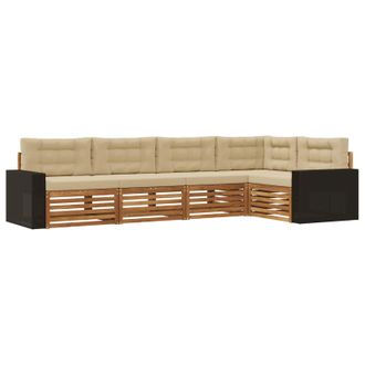 vidaXL Conjunto De Sof&aacute;s De Exterior 5 Pcs Natural Y Beige Vidaxl