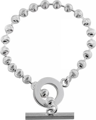 Gucci Boule Sterling Silver Stripe Beaded Chain Bracelet