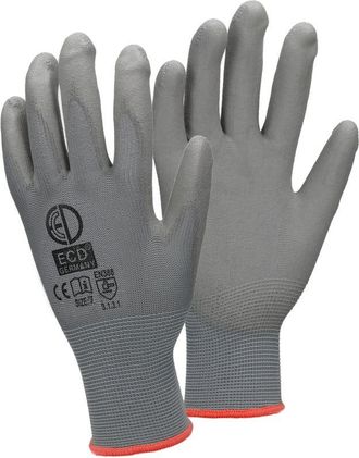 ECD Germany Ecd Germany - 120x Par Guantes De Trabajo Con Revestimiento De Pu Talla 7-s Color Gris Manoplas De Protecci&oacute;n Ideal Para Constructores Mec&aacute;nicos Const