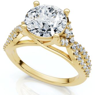 Pompeii3 Certified 2 1/2ct Diamond Crossover Engagement Ring 14K Gold of Pt Lab Grown