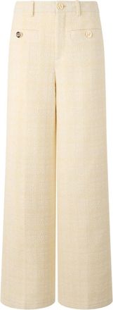 Gucci Tweed Katoen Check Broek - Dames - Wijde Broeken - Beige - M - Katoen - Broeken